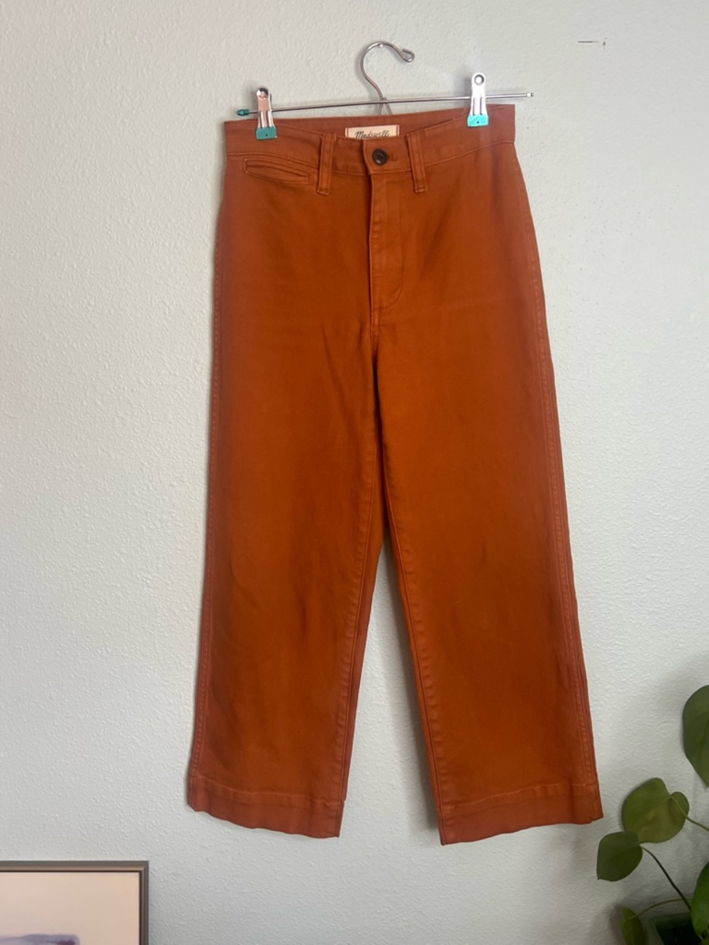 Madewell Emmett Pants Size 23 Rust Orange Wide Leg Crop High Rise